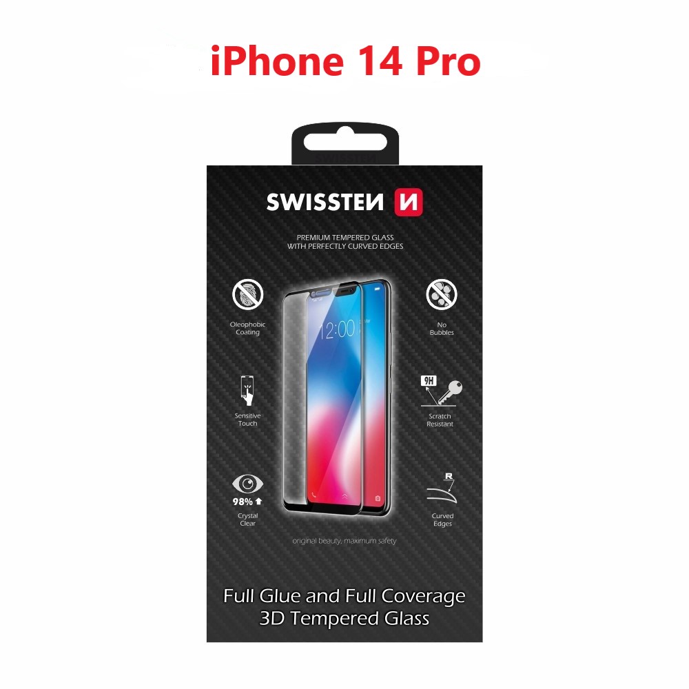 sklo swissten ultra durable 3d full glue glass apple iphone 14 pro černé 8595217480278