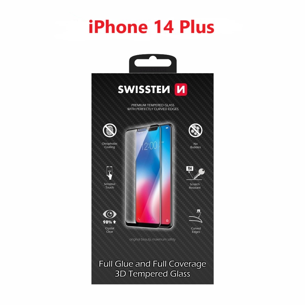 sklo swissten ultra durable 3d full glue glass apple iphone 14 plus černé 8595217480261